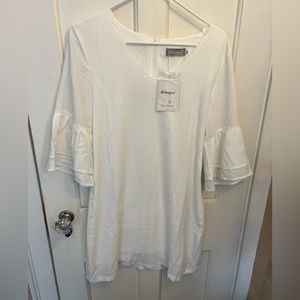 White Flowy 3/4 Sleeve Dress